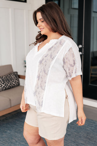 Mention Me Floral Accent Top in Ivory - Fashion Are Us, LLC