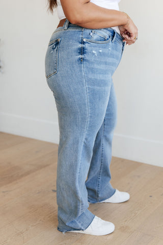 Mildred High Rise V Front Waistband Straight Jeans - Fashion Are Us 