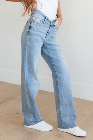 Mildred High Rise V Front Waistband Straight Jeans - Fashion Are Us 