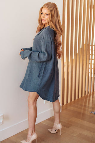 No Trepidation Mineral Wash Shirt Dress - Fashion Are Us 