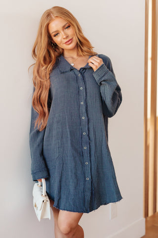 No Trepidation Mineral Wash Shirt Dress - Fashion Are Us 