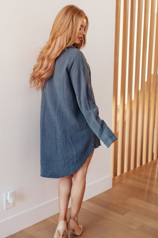 No Trepidation Mineral Wash Shirt Dress - Fashion Are Us 