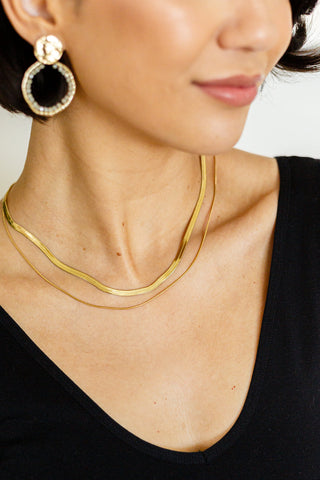 Noontide Double Chain Necklace - Fashion Are Us, LLC