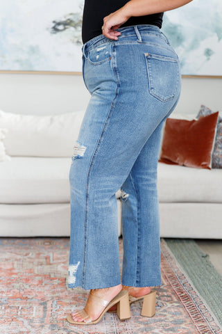 Nora High Rise Rigid Magic Destroy Slim Straight Jeans - Fashion Are Us 