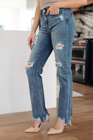 O'Hara Destroyed Straight Jeans - Fashion Are Us, LLC