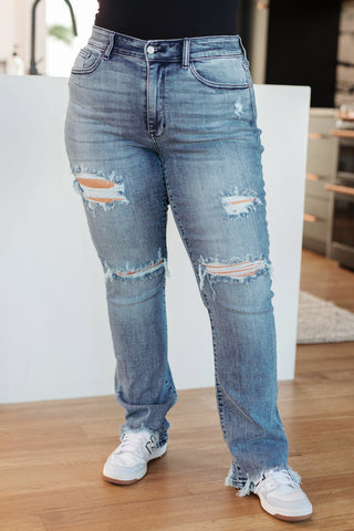 O'Hara Destroyed Straight Jeans - Fashion Are Us, LLC