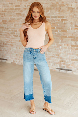 Olivia High Rise Wide Leg Crop Jeans in Medium Wash - Fashion Are Us 