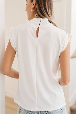 Overqualified Mock Neck Cap Sleeve Top - Fashion Are Us 