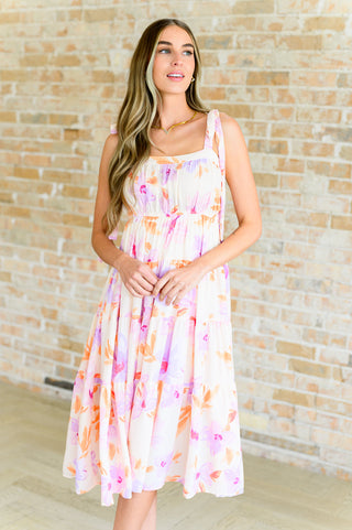 Pastel Petals Floral Midi Dress - Fashion Are Us, LLC