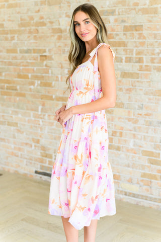 Pastel Petals Floral Midi Dress - Fashion Are Us, LLC