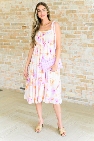 Pastel Petals Floral Midi Dress - Fashion Are Us, LLC