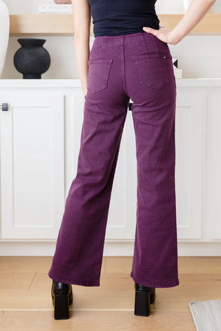 Petunia High Rise Wide Leg Jeans in Plum - Fashion Are Us 