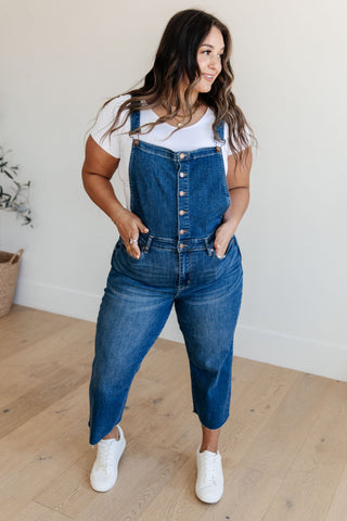 Priscilla High Rise Crop Wide Leg Denim Overalls - Fashion Are Us 