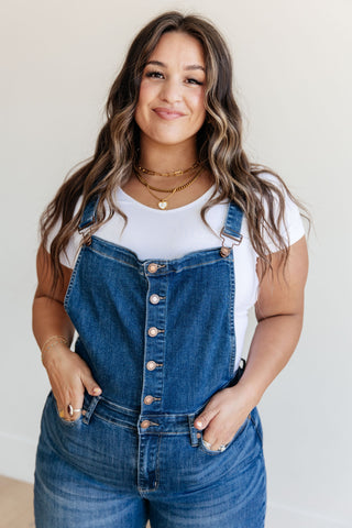 Priscilla High Rise Crop Wide Leg Denim Overalls - Fashion Are Us 