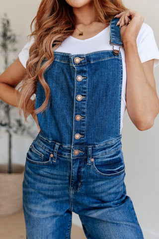 Priscilla High Rise Crop Wide Leg Denim Overalls - Fashion Are Us 