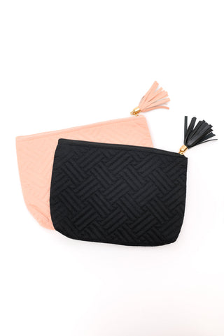 Quilted Travel Zip Pouch in Pink - Fashion Are Us 