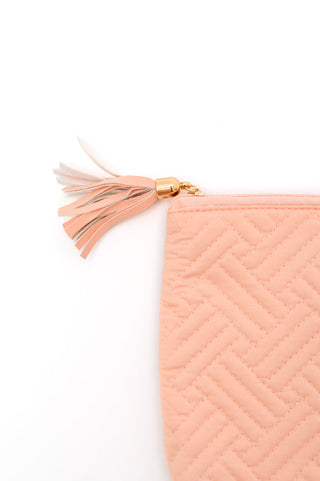 Quilted Travel Zip Pouch in Pink - Fashion Are Us 