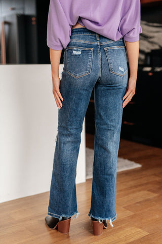 Rose High Rise 90's Straight Jeans in Dark Wash Ave Shops