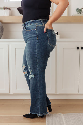 Rose High Rise 90's Straight Jeans in Dark Wash - Fashion Are Us, LLC