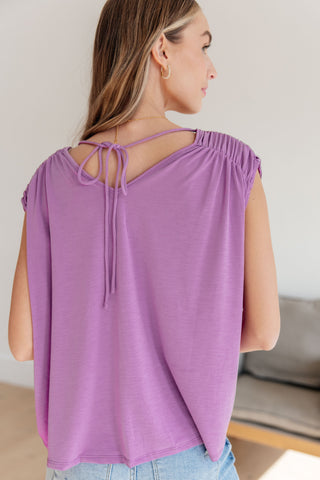 Ruched Cap Sleeve Top in Lavender - Fashion Are Us 