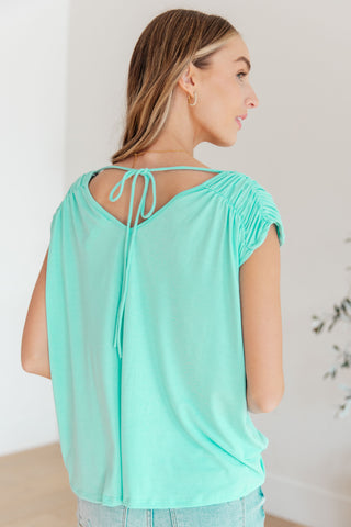 Ruched Cap Sleeve Top in Neon Blue - Fashion Are Us, LLC