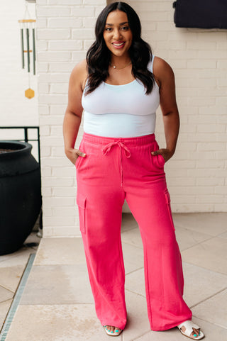 Run, Don't Walk Cargo Sweatpants in Flamingo Pink - Fashion Are Us, LLC