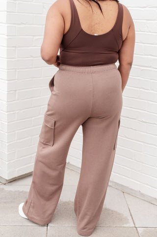 Run, Don't Walk Cargo Sweatpants in Smokey Brown - Fashion Are Us, LLC