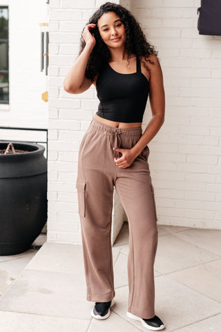 Run, Don't Walk Cargo Sweatpants in Smokey Brown - Fashion Are Us, LLC