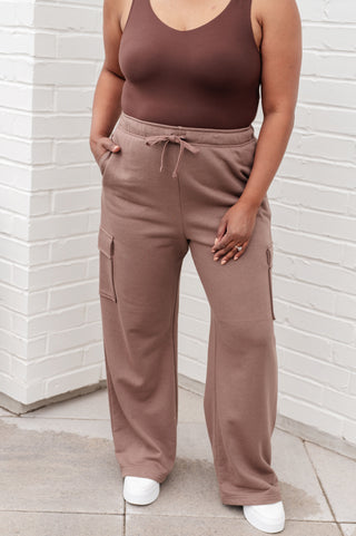 Run, Don't Walk Cargo Sweatpants in Smokey Brown - Fashion Are Us, LLC