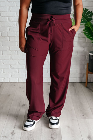 Runner's High Drawstring Joggers in Red Merlot Ave Shops