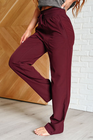 Runner's High Drawstring Joggers in Red Merlot Ave Shops