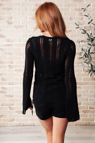 San Tropez Light Weight Knit Cardigan in Black Ave Shops