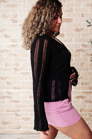 San Tropez Light Weight Knit Cardigan in Black Ave Shops