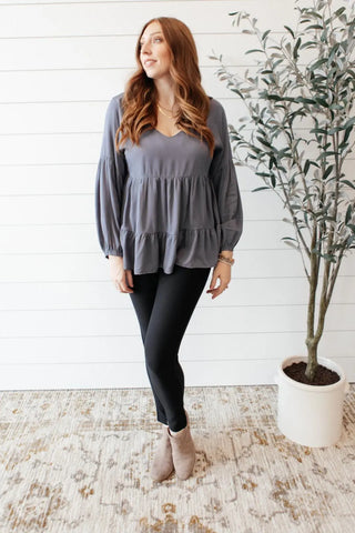 Sassy Swing Top in Charcoal - Fashion Are Us 