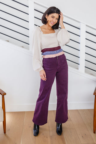 Petunia High Rise Wide Leg Jeans in Plum - Fashion Are Us 