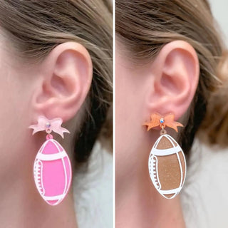 PREORDER: Football Bow Drop Earrings in Two Colors Ave Shops