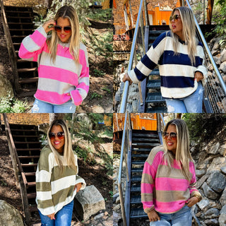 PREORDER: Kadie Stripe Knit Sweater in Four Colors Ave Shops