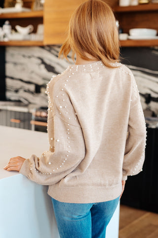 String Me Along Pearl Accent Sweater - Fashion Are Us 