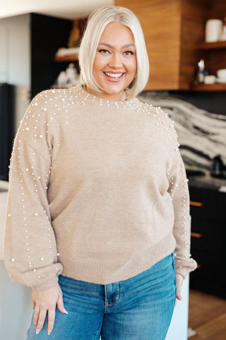 String Me Along Pearl Accent Sweater - Fashion Are Us 