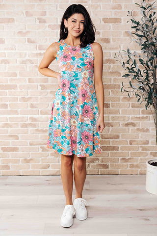 Summer Garden Sleeveless Swing Dress - Fashion Are Us 