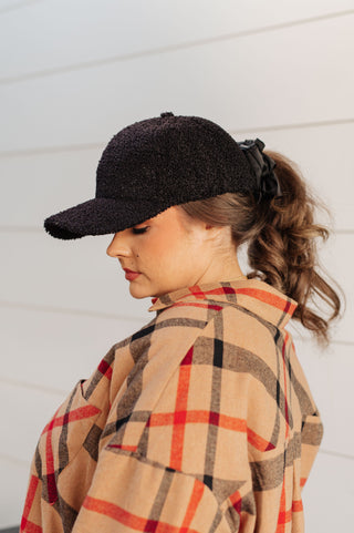 Lyla Sherpa Ball Cap in Black - Fashion Are Us 