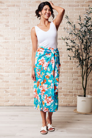 Take Me Outside Wrap Around Skirt in Blue - Fashion Are Us, LLC