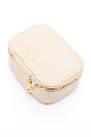 Travel Jewelry Case in Cream Snakeskin - Fashion Are Us, LLC