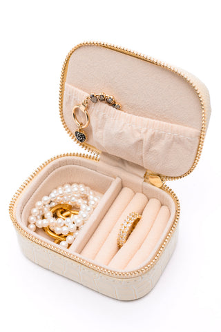 Travel Jewelry Case in Cream Snakeskin - Fashion Are Us, LLC