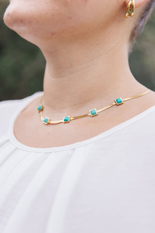 Turquoise Squares Necklace - Fashion Are Us 