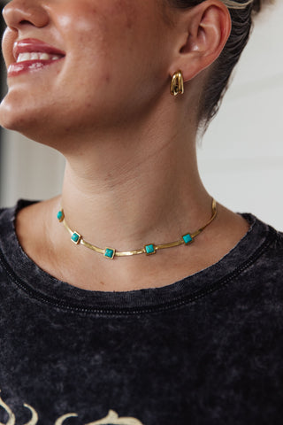 Turquoise Squares Necklace - Fashion Are Us 