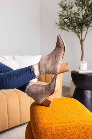 Twilight Studded Heeled Ankle Boot in Black Ave Shops