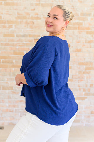 Up For Anything V-Neck Blouse in Navy - Fashion Are Us, LLC