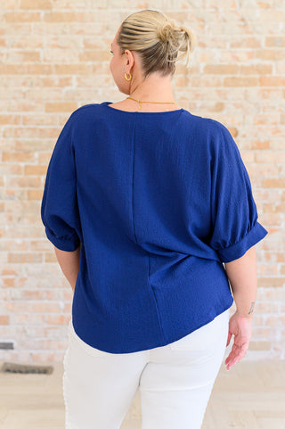 Up For Anything V-Neck Blouse in Navy - Fashion Are Us, LLC