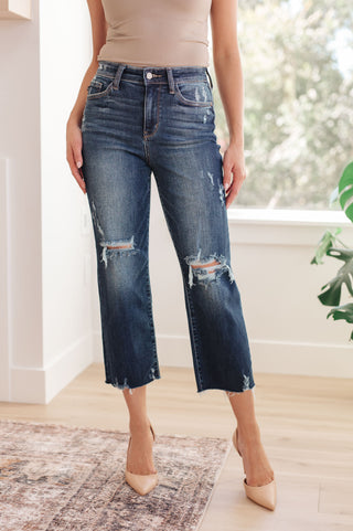 Whitney High Rise Distressed Wide Leg Crop Jeans - Fashion Are Us, LLC